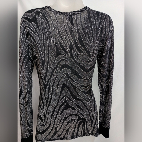 2/$30 BKE Black Silver long sleeve sheer sparkly whimsigoth top (#436)‎ - Picture 6 of 7